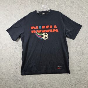 PAUL SMITH Men's Black Short Sleeve Pullover Crew Russia Soccer Size 2XL